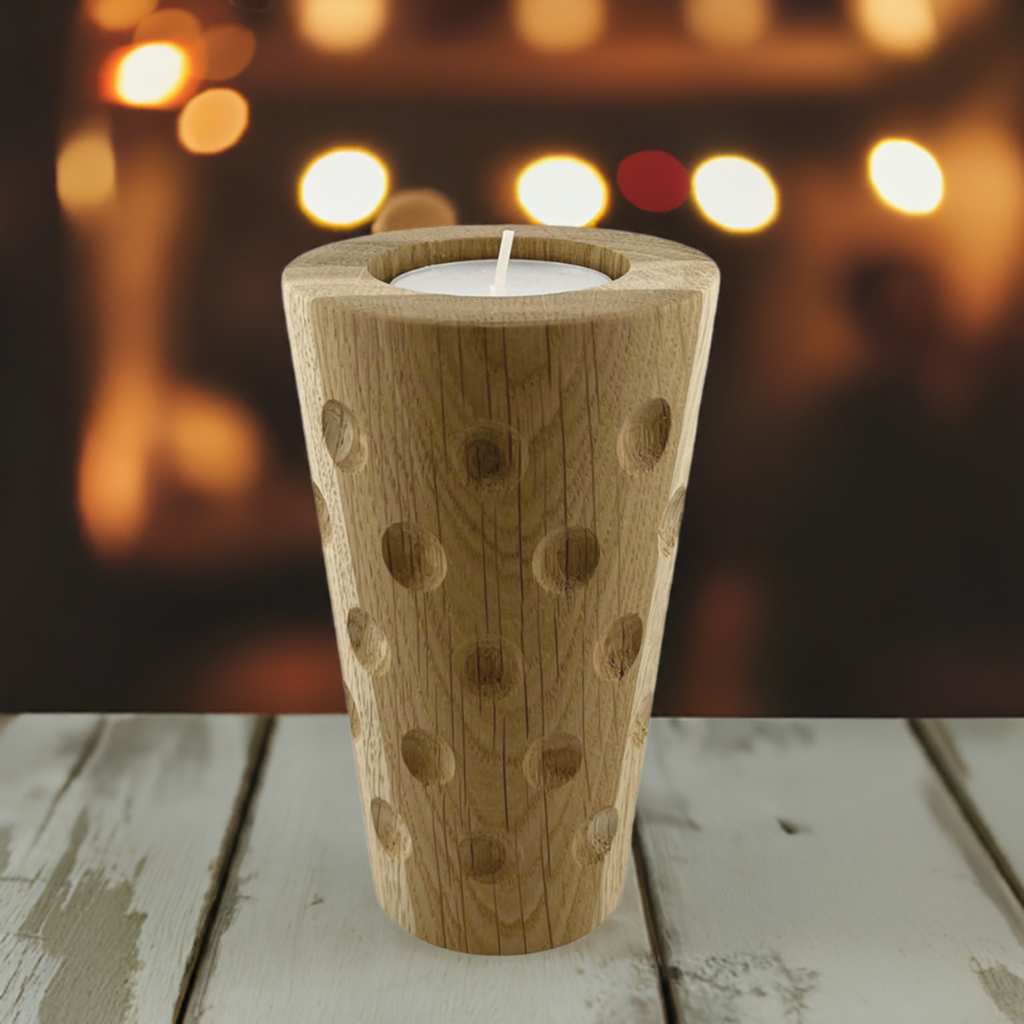 Dubbeglas 0,25 L Eichenholz Teelichthalter