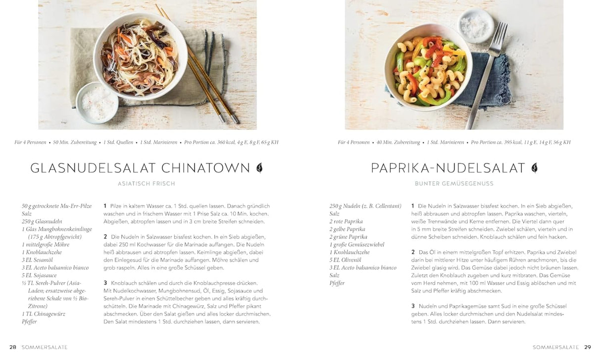 1 Nudel - 40 Salate, Kochbuch von Gina Greifenstein, Glasnudelsalat, Paprika-Nudelsalat