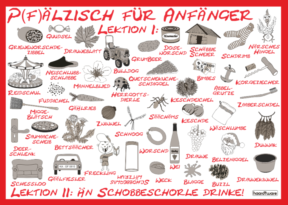 Pfälzisch für Anfänger I - II Postkarte