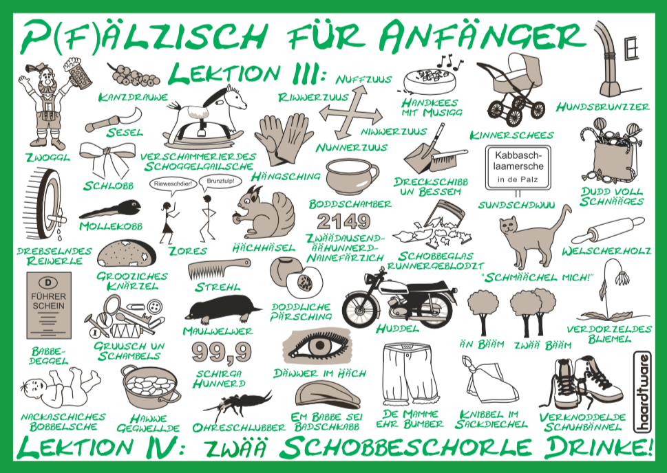 Pfälzisch für Anfänger III - IV Postkarte