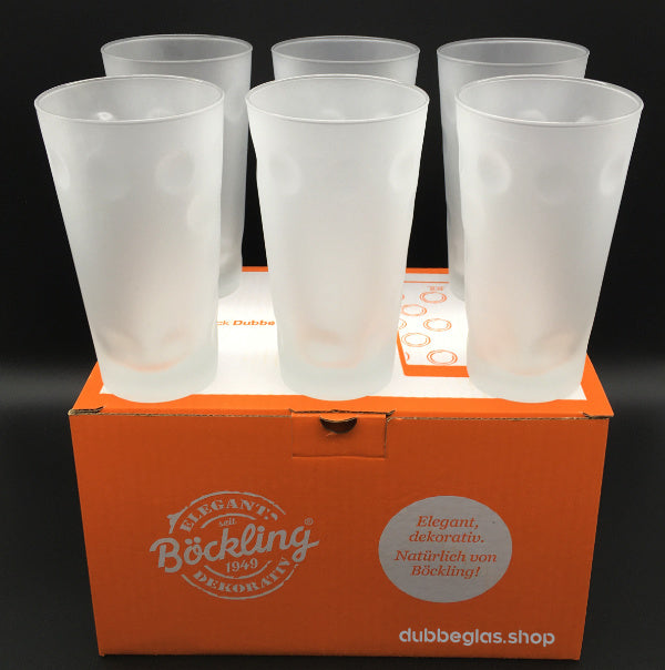 6 x Dubbeglas 0,5 L (satiniert) mit Logofläche