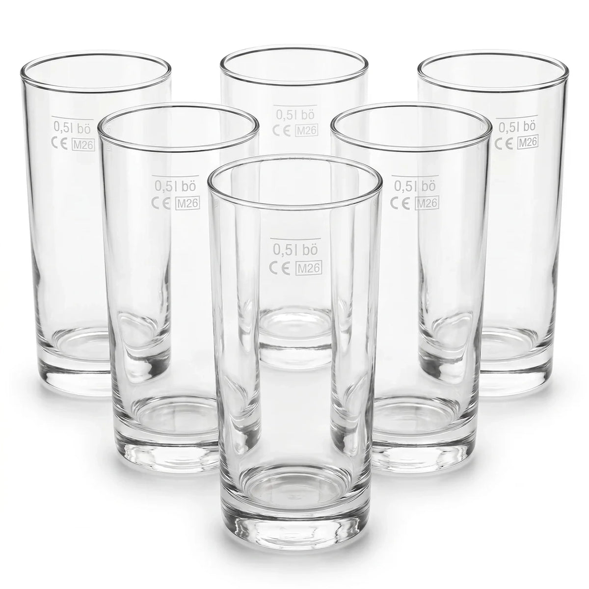 Tradition trifft Stil: 6 klassische Weinstangen aus klarem Glas à 0,5 Liter