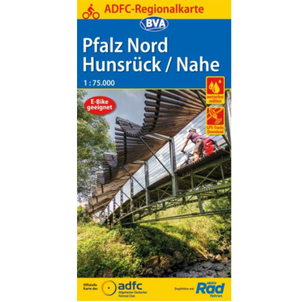 Pfalz Nord, Hunsrück, Nahe ADFC Radkarte 1:75.000