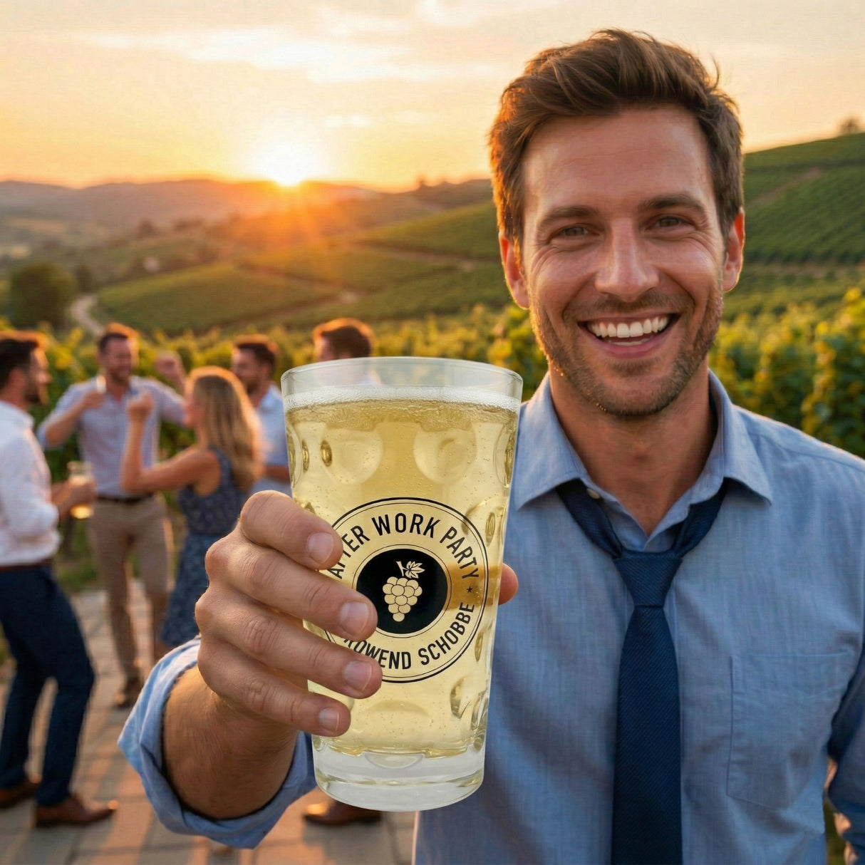 Mit dem After Work Dubbeglas schmeckt die Pfälzer Schorle noch besser.