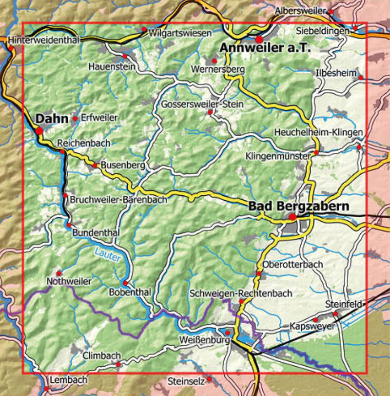 Pfälzerwald Wanderkarte Blatt 8 - Annweiler am Trifels & Bad Bergzabern 1:25.000, Ausschnitt