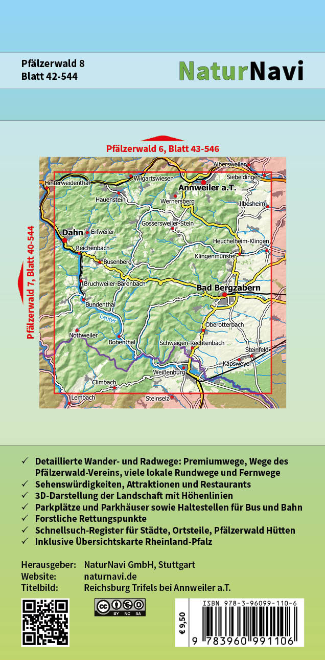 Pfälzerwald Wanderkarte Blatt 8 - Annweiler am Trifels & Bad Bergzabern 1:25.000, Rückseite