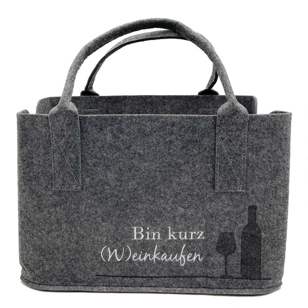Bin kurz (W)einkaufen Filztasche (grau)