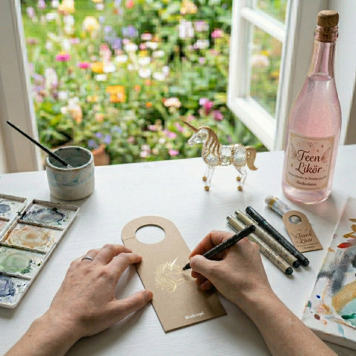 Du kannst den Flaschenanhänger selber bemalen oder beschriften.