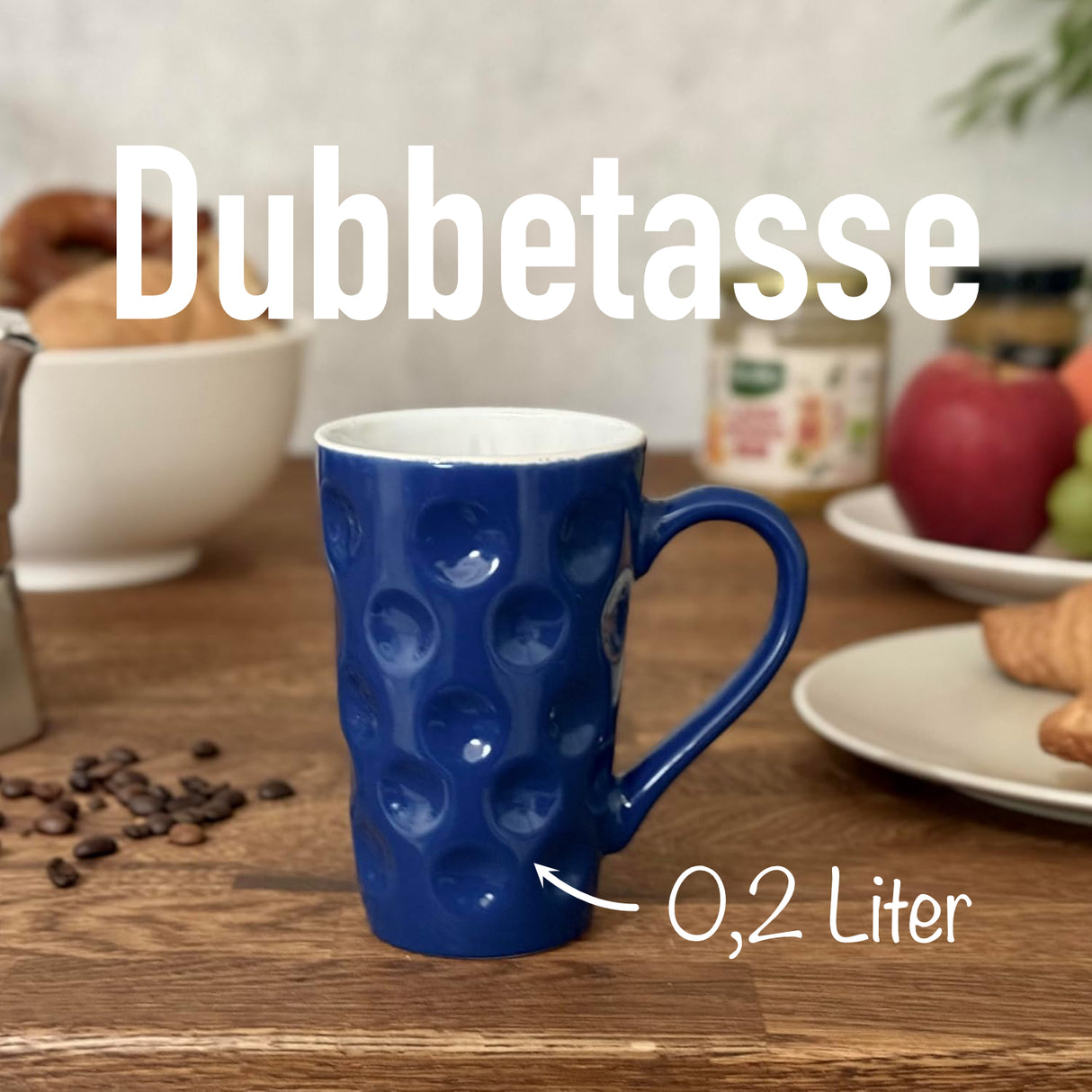 Blaue Dubbetasse, 0,2 Liter