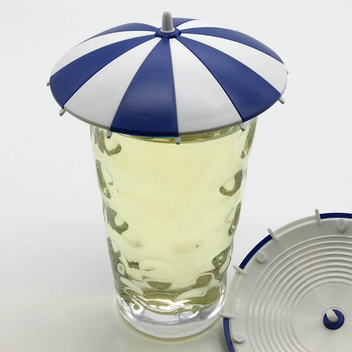 Dubbeglas Deckel Sonnenschirm in der Farbe Blau/Weiß