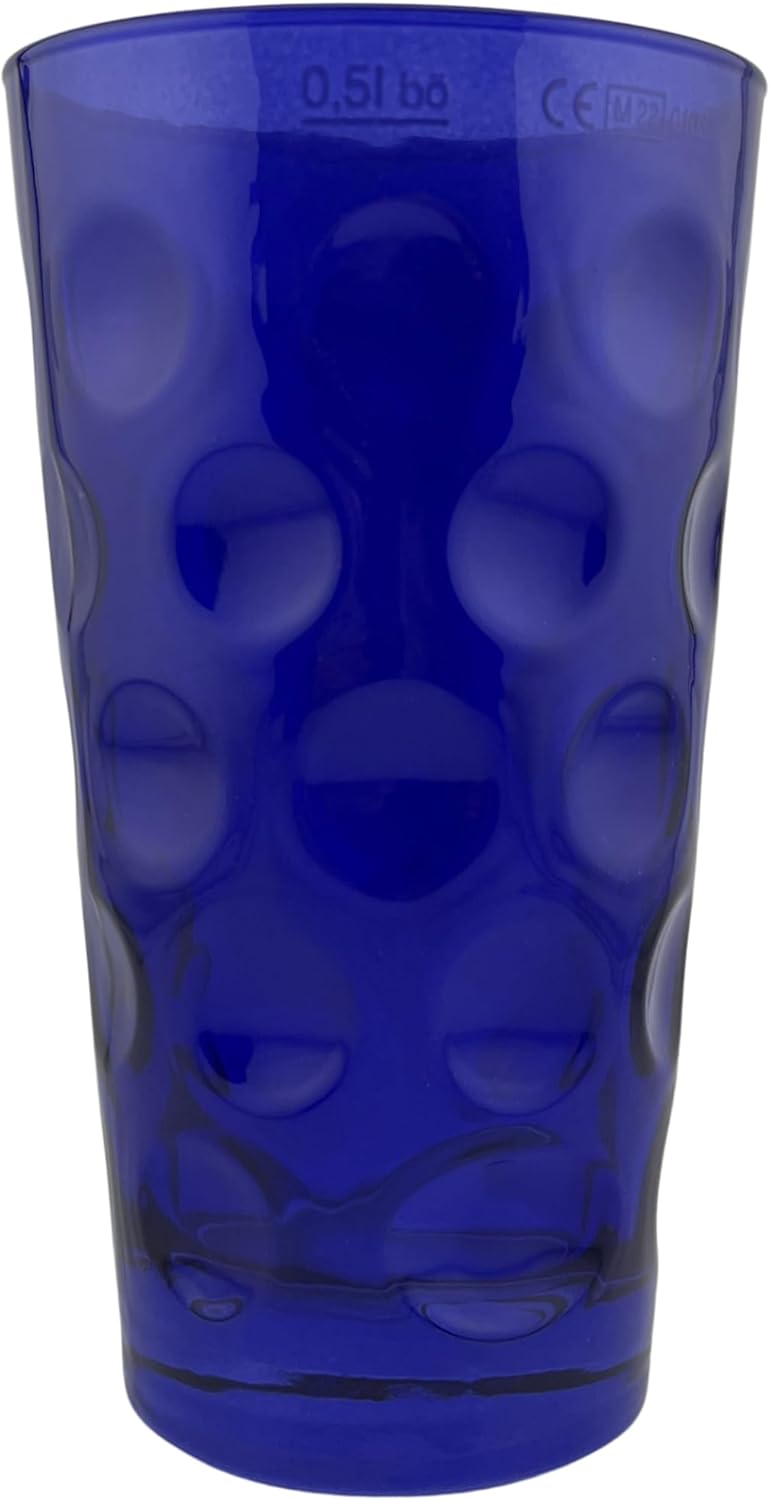 Blau farbiges Dubbeglas 0,5 L ganz gefärbt