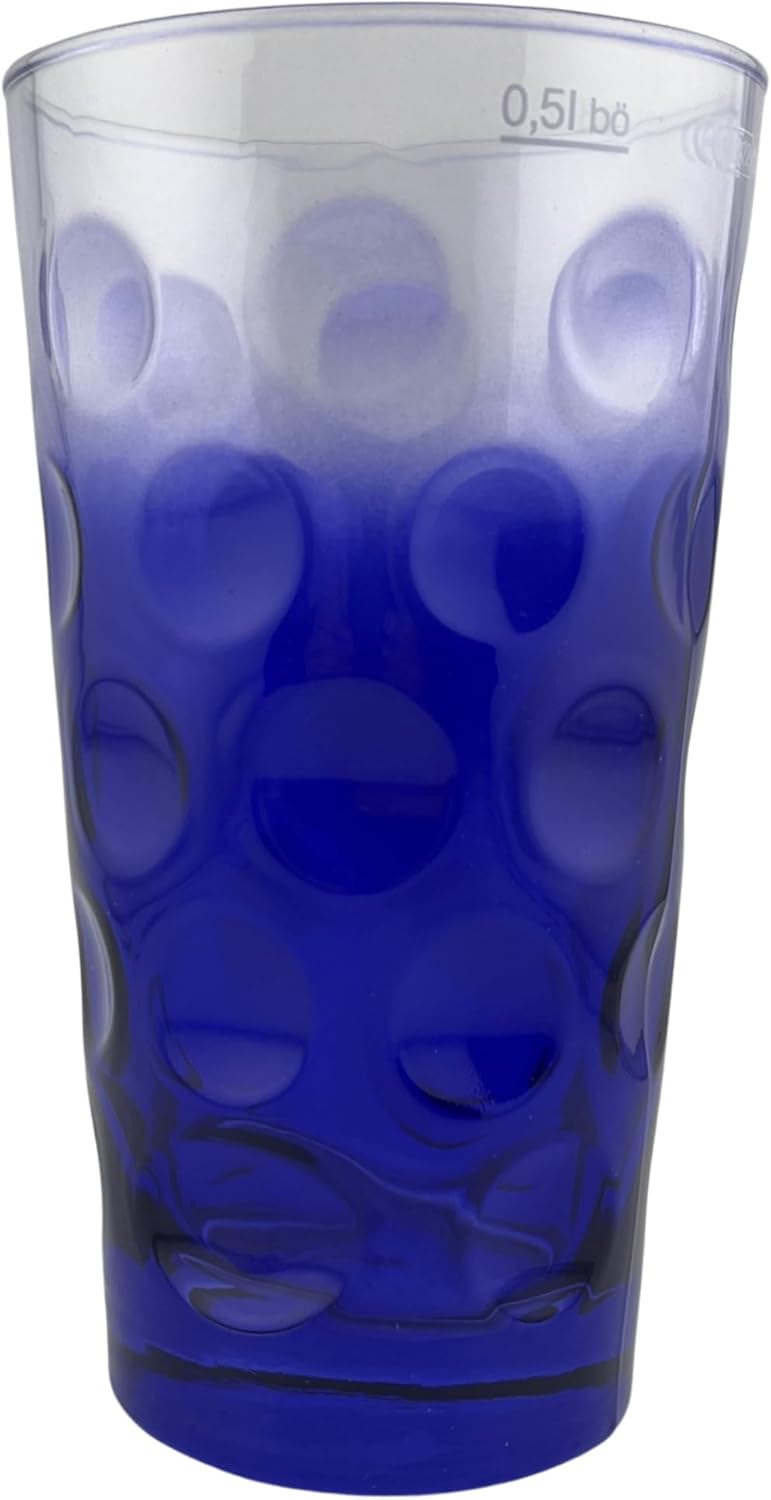 Blau farbiges Dubbeglas 0,5 l mit 3/4 Farbverlauf