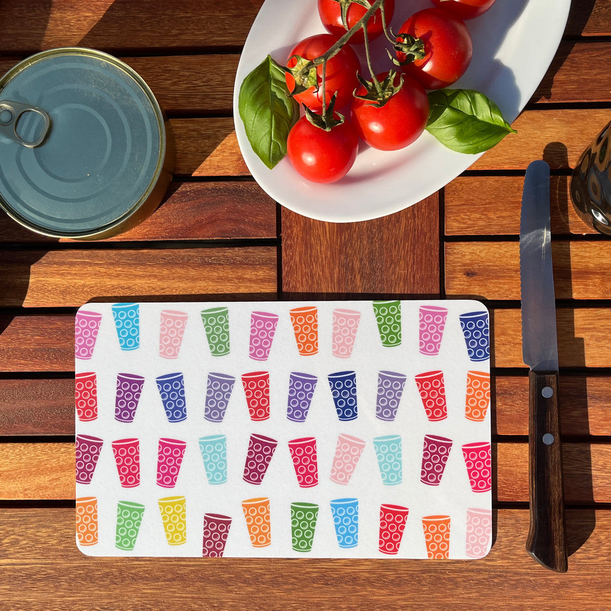 Bunte Dubbegläser Frühstücksbrettchen - weißer Hintergrund, Pfalz Vesperbrett