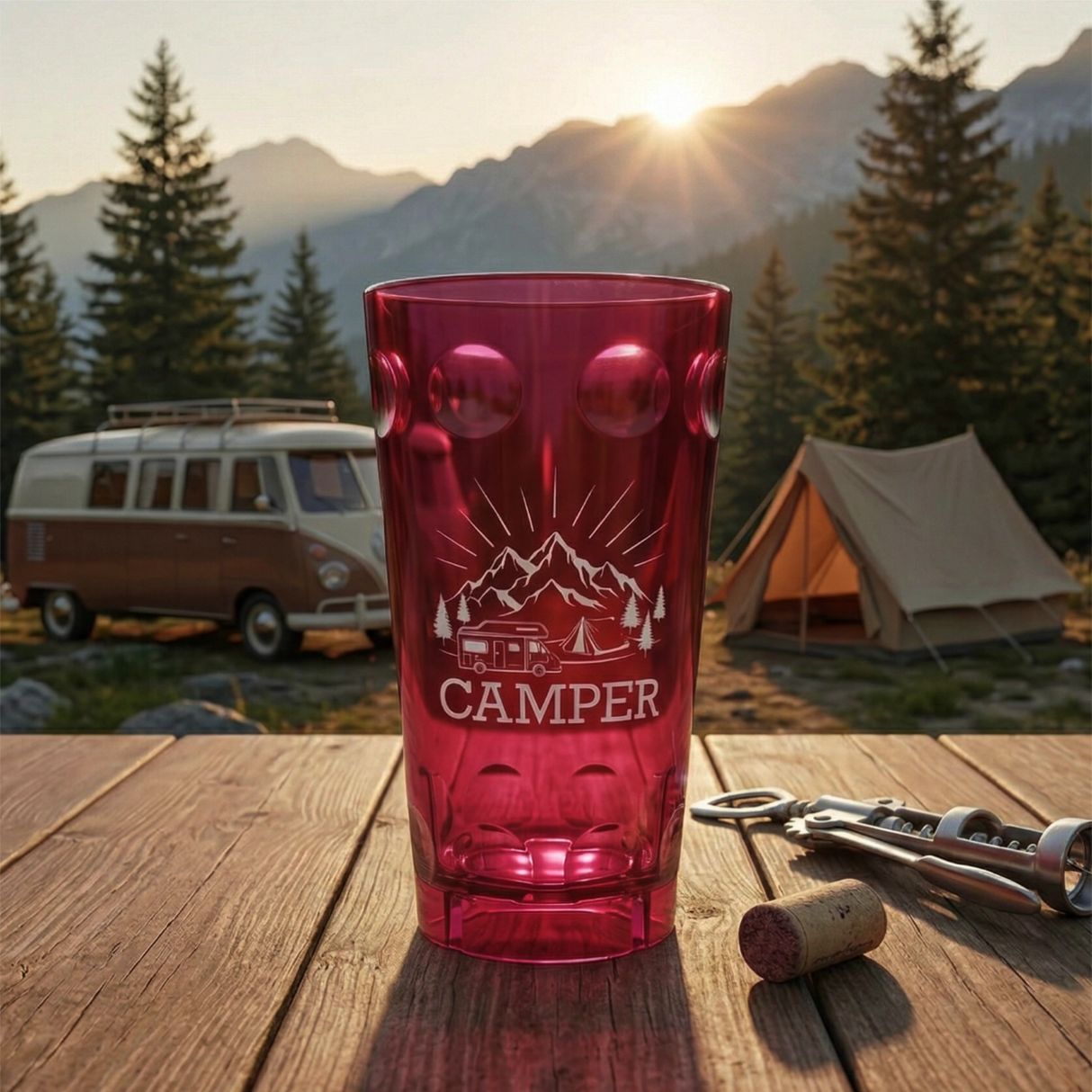 Camper Dubbebecher - Pink, in den Bergen