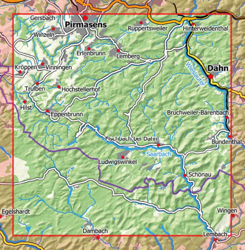 Pfälzerwald Wanderkarte Blatt 7 - Dahn, Ausschnitt