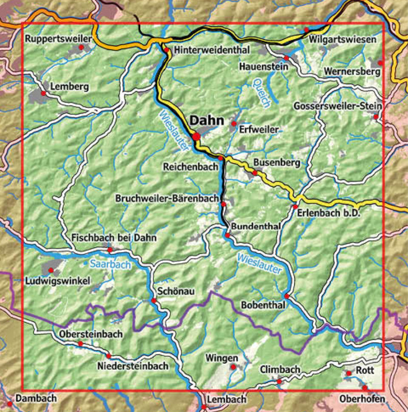 Dahner Felsenland - Pfälzerwald Wanderkarte 1:25.000, Ausschnitt
