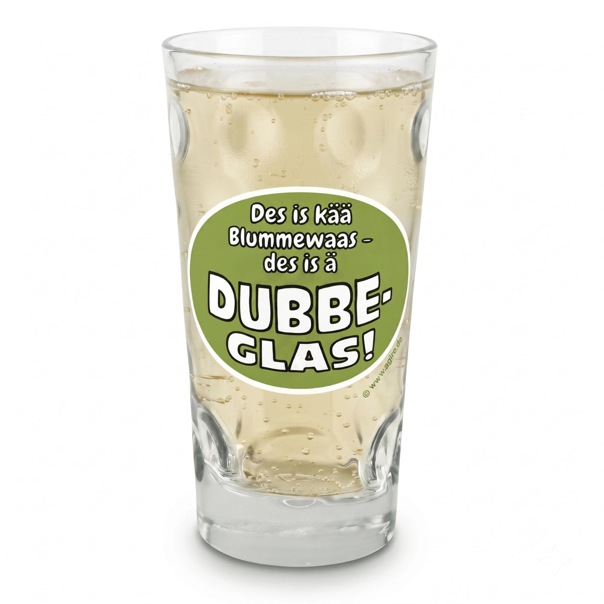 Des is kää Blummewaas - des is ä Dubbeglas! Ideal für eine 0,5 Liter Pfälzer Rieslingschorle