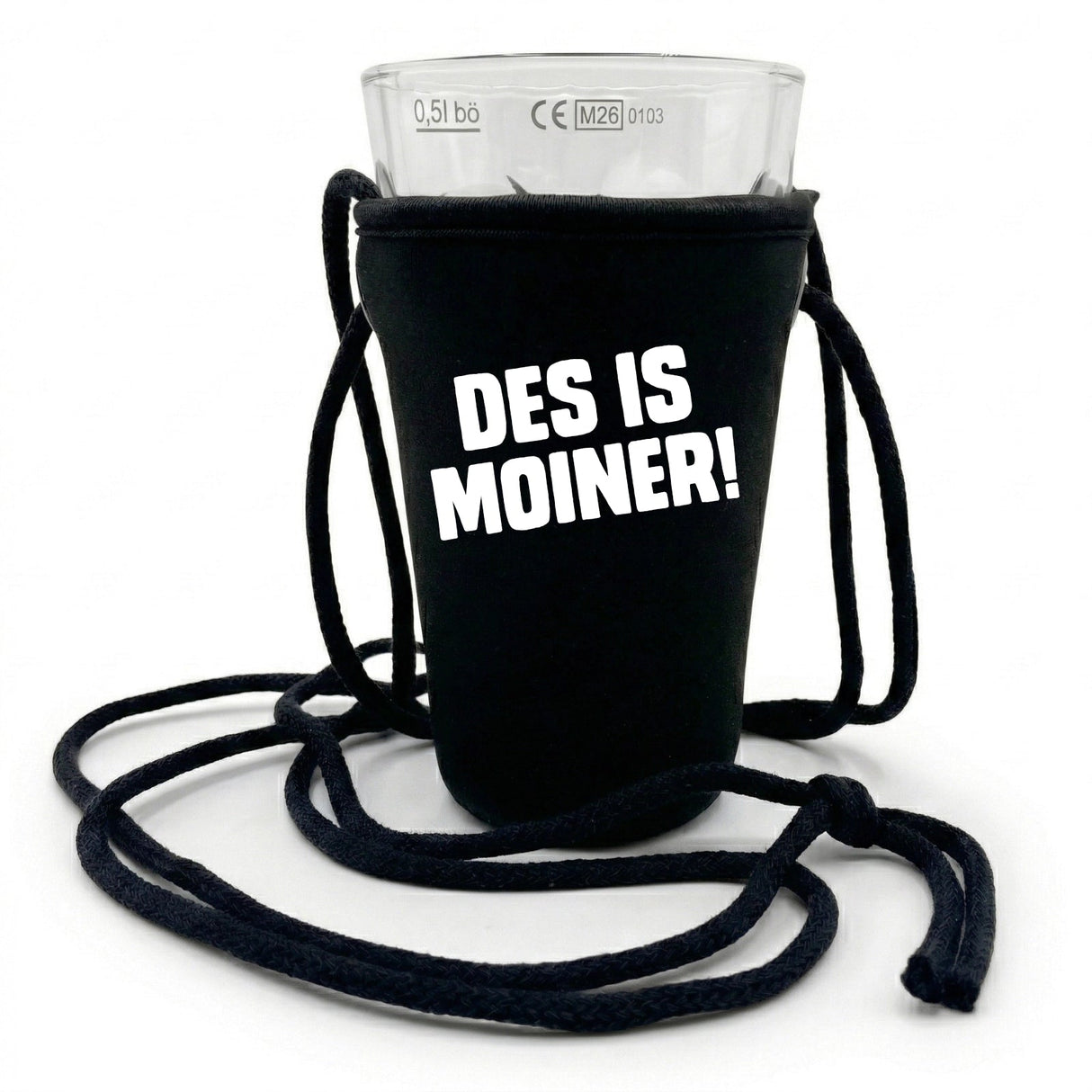 DES IS MOINER! Dubbeglashalter - schwarz