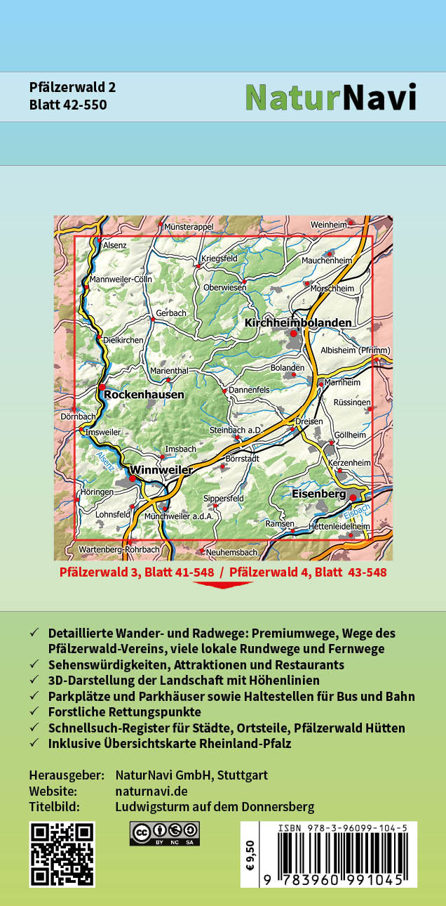 Pfälzerwald Wanderkarte Blatt 2 - Donnersberg, Rückseite