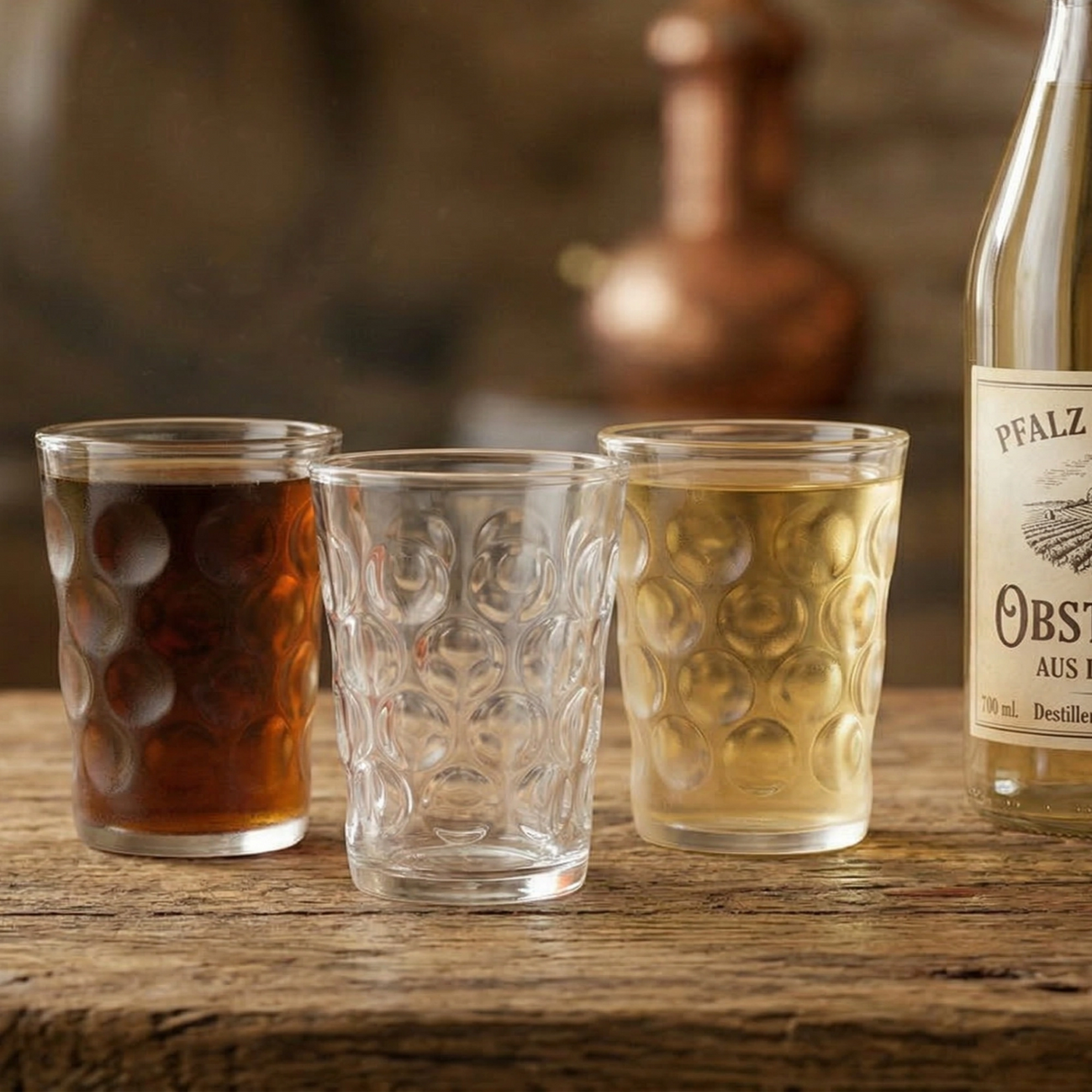 Dubbeglas Schnapsglas 6 CL mit verschiedenen Schnäpsen