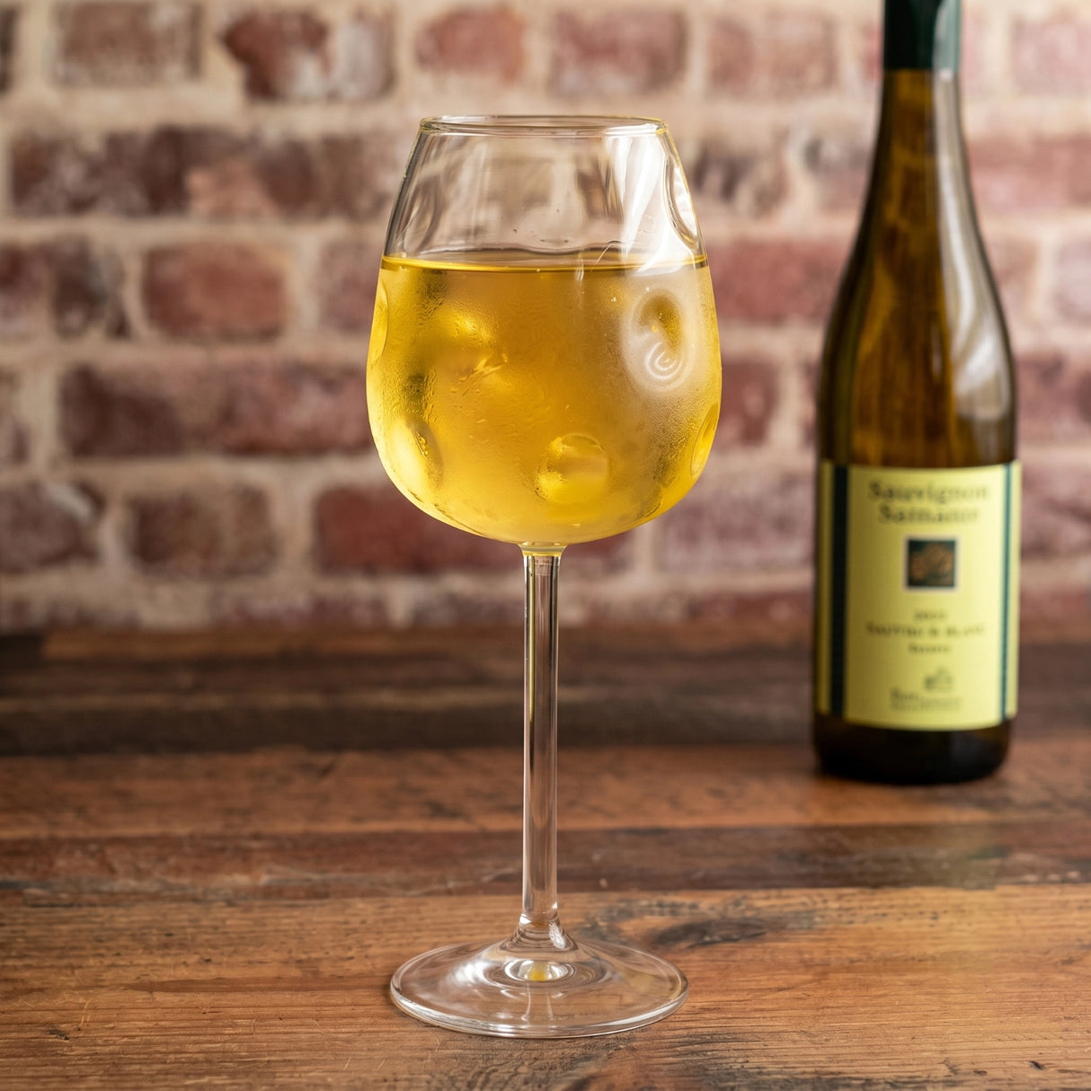 Dubbe Weinglas - Dubbeglas mit Stiel und Weinflasche