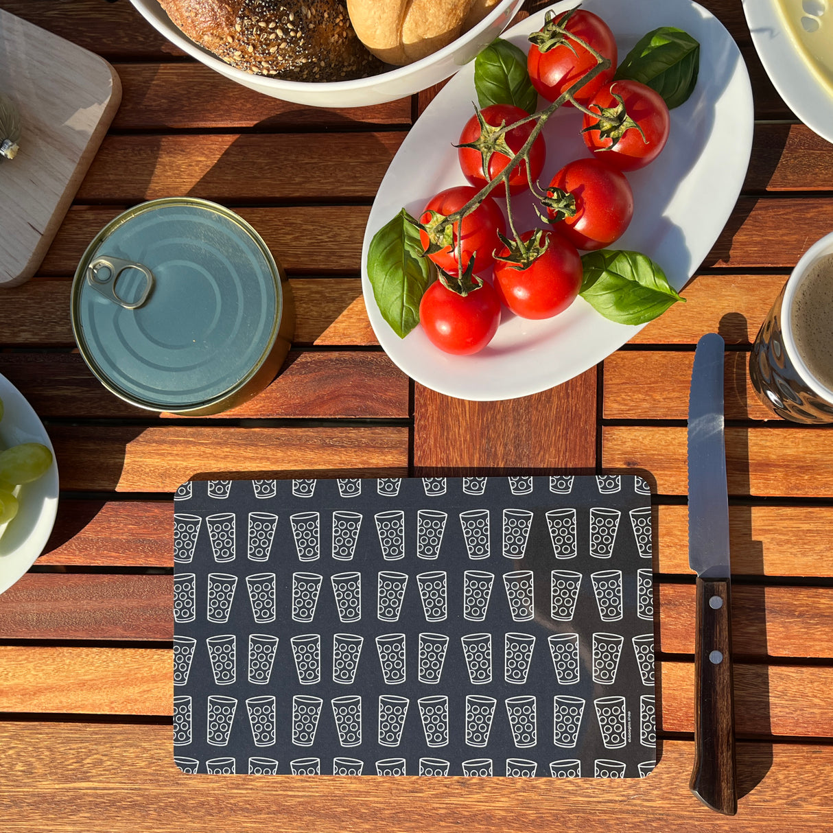 Dubbegläser Frühstücksbrettchen - schwarzer Hintergrund, Pfalz Vesperbrett