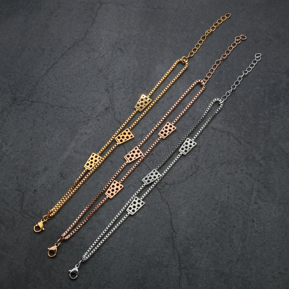 Dubbeglas Armbbänder aus Edelstahl -in 3 verschiedenen Farben