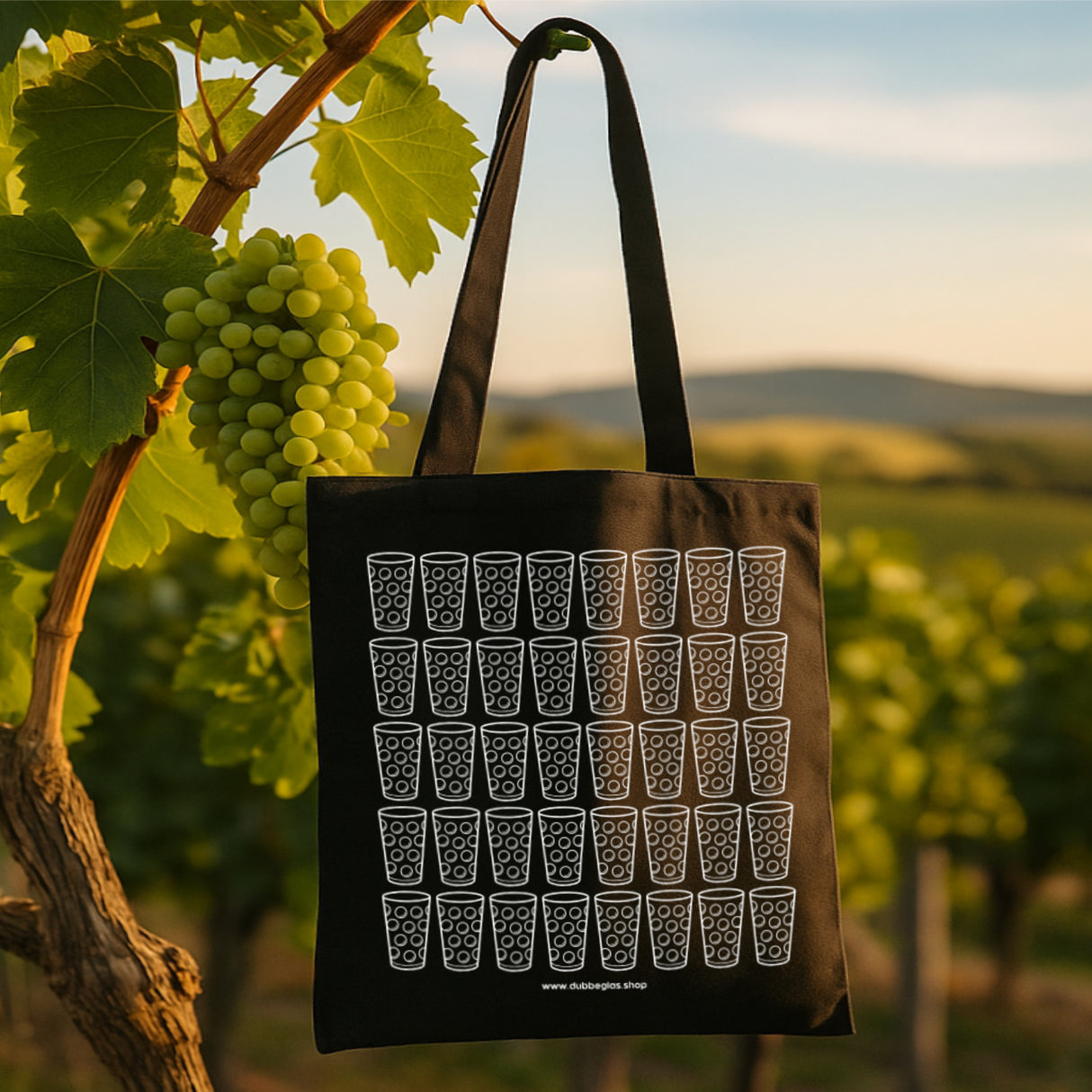 Dubbeglas Baumwolltasche, Pfalz Tasche im Weinberg