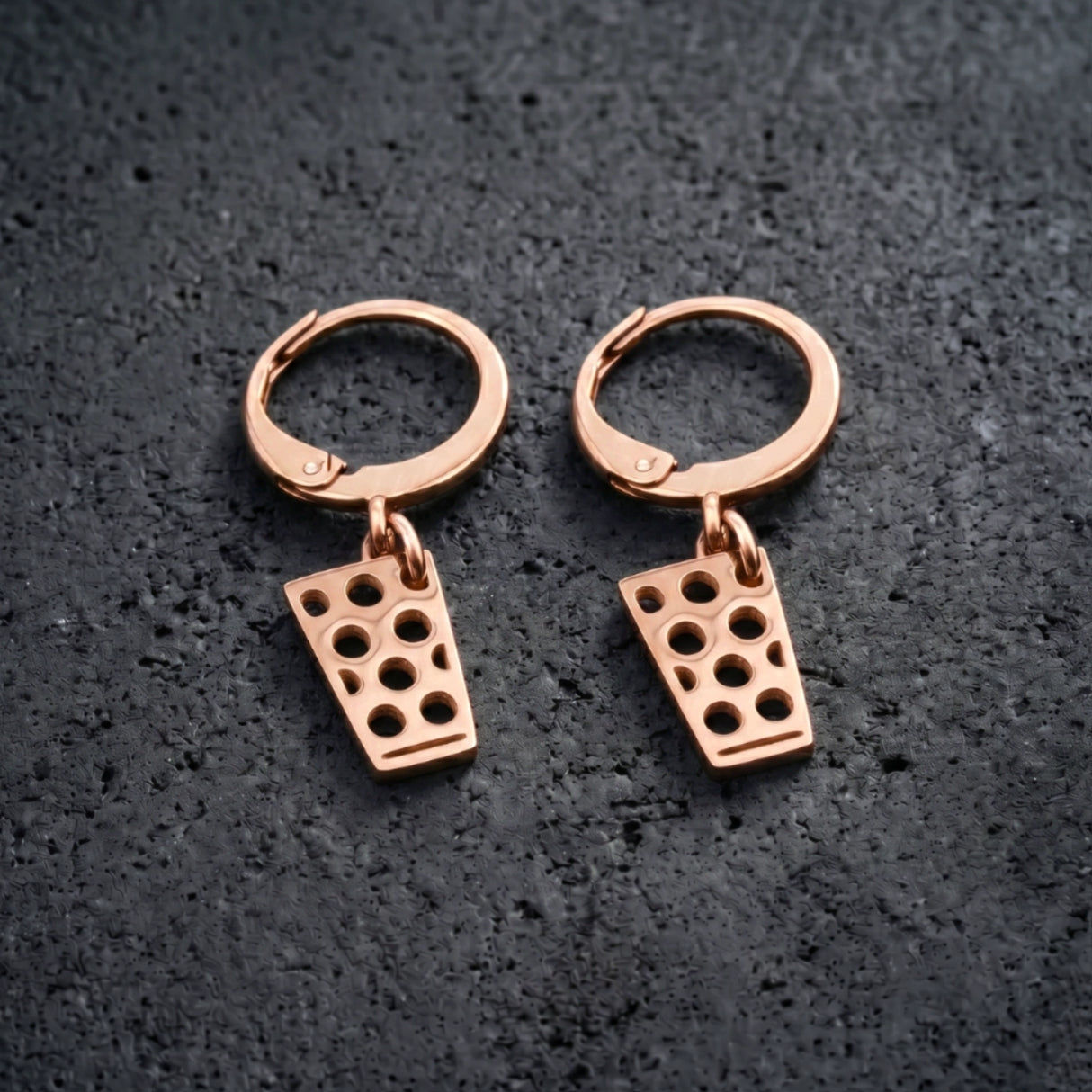 Dubbeglas Creolen - Edelstahl (10 mm) - Roségold