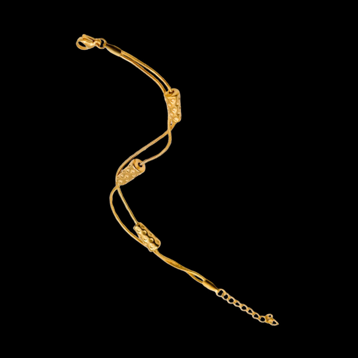 Dubbeglas Armband - Edelstahl, Gold