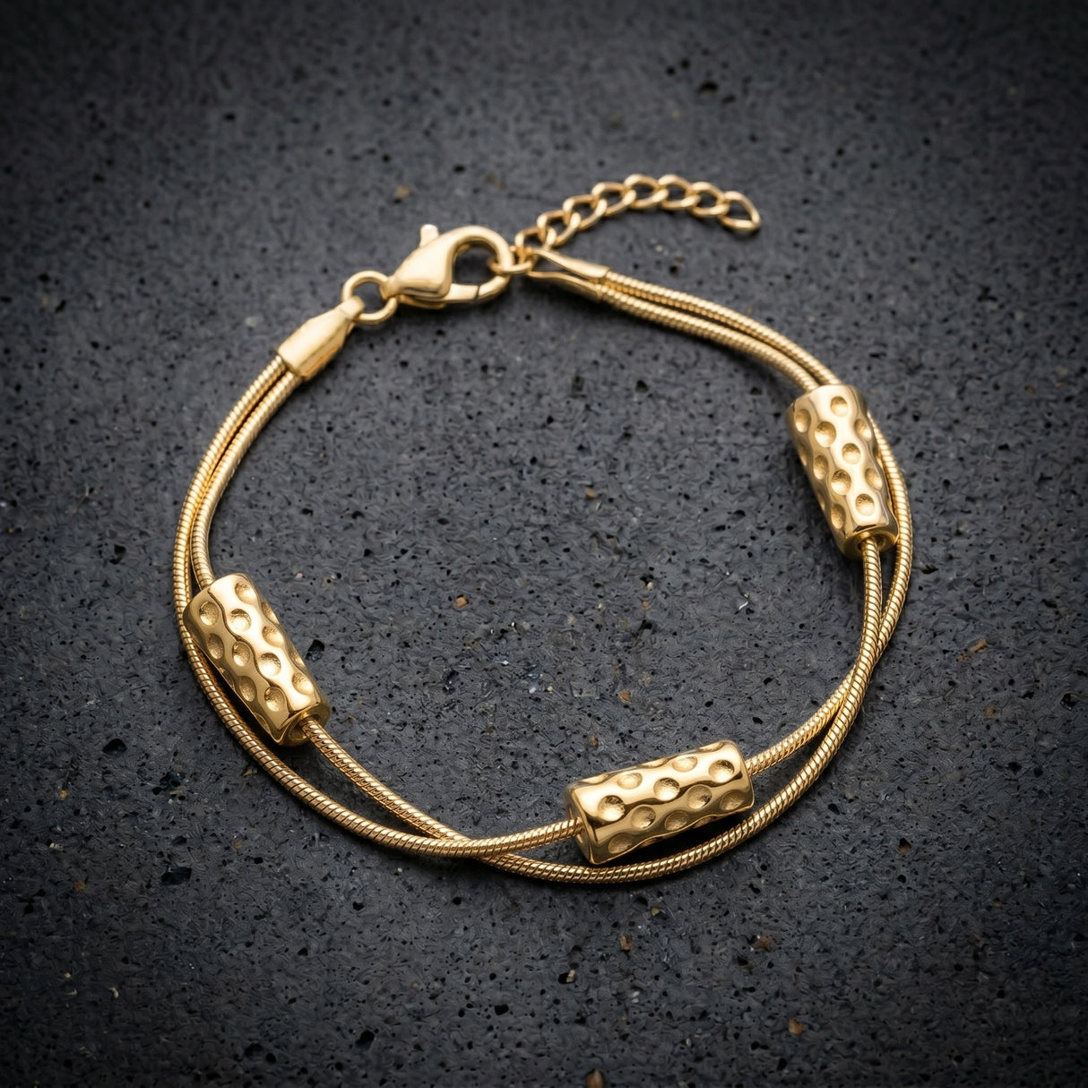Dubbeglas Armband - Edelstahl, Gold