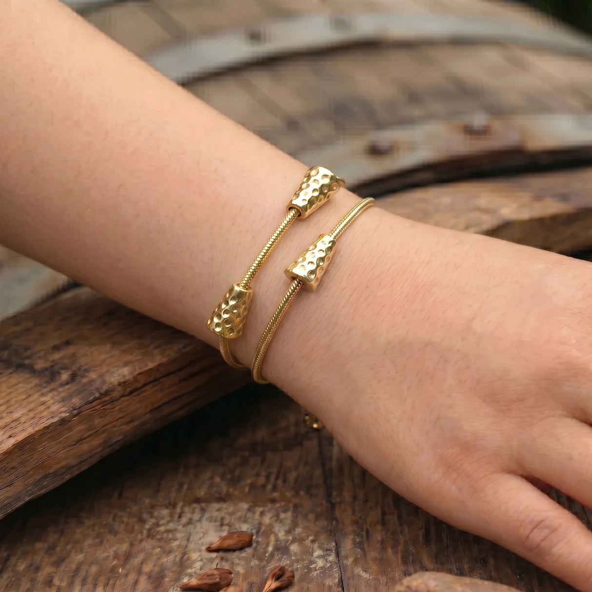 Dubbeglas Armband - Edelstahl, Gold