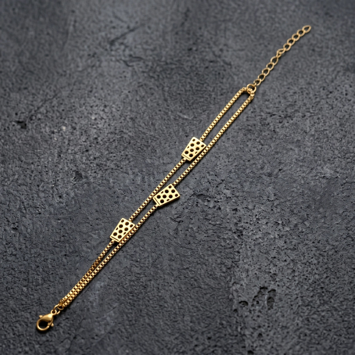 Dubbeglas Armband - Edelstahl, Gold