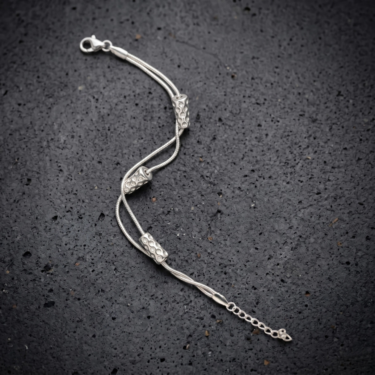 Dubbeglas Armband - Edelstahl, Silber