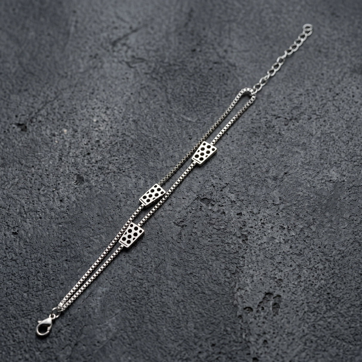 Dubbeglas Armband - Edelstahl, Silber