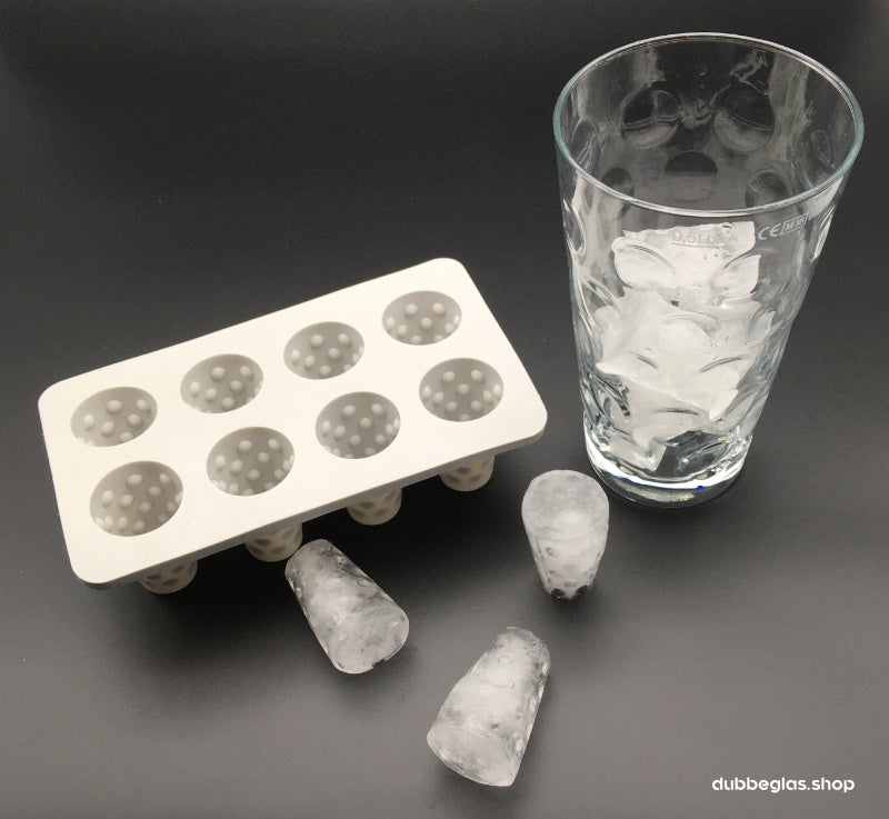 Dubbe Eiswürfel Silikonform und Dubbeglas
