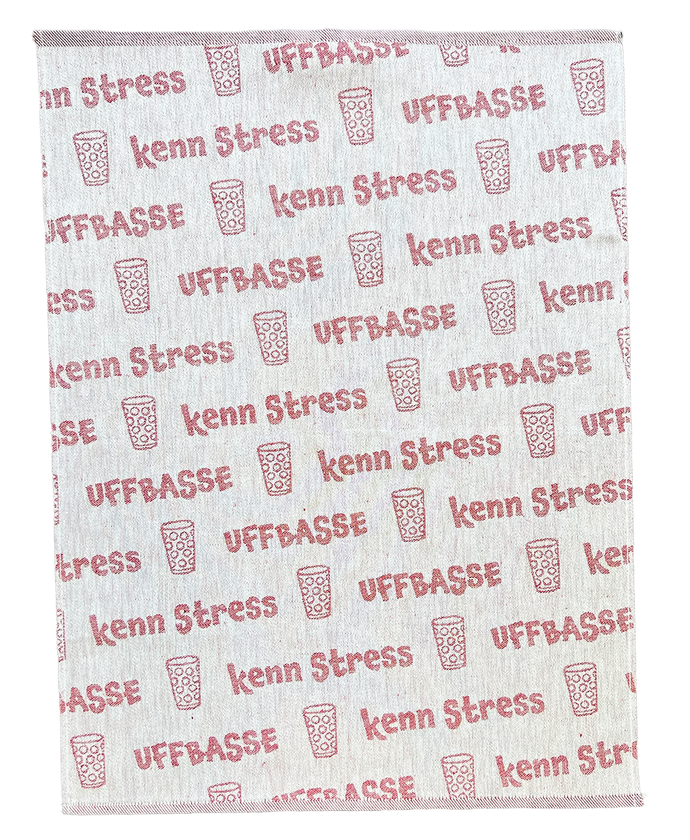 Dubbeglas Geschirrtuch - Uffbasse & kenn Stress