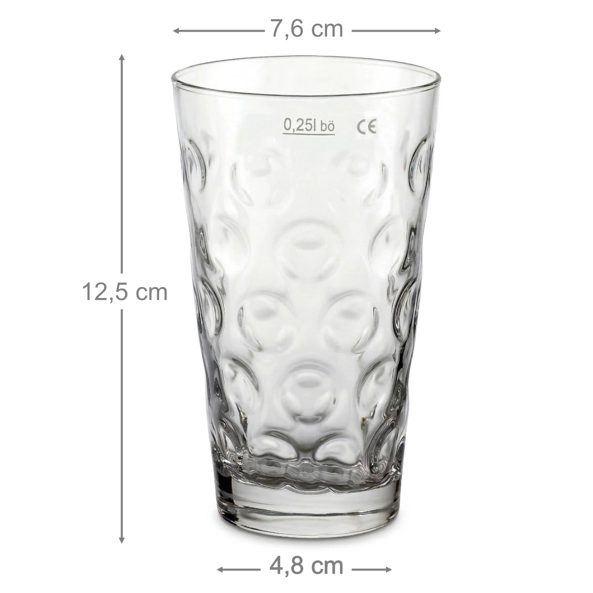 Größe 0,25 L Dubbeglas - Größenangabe