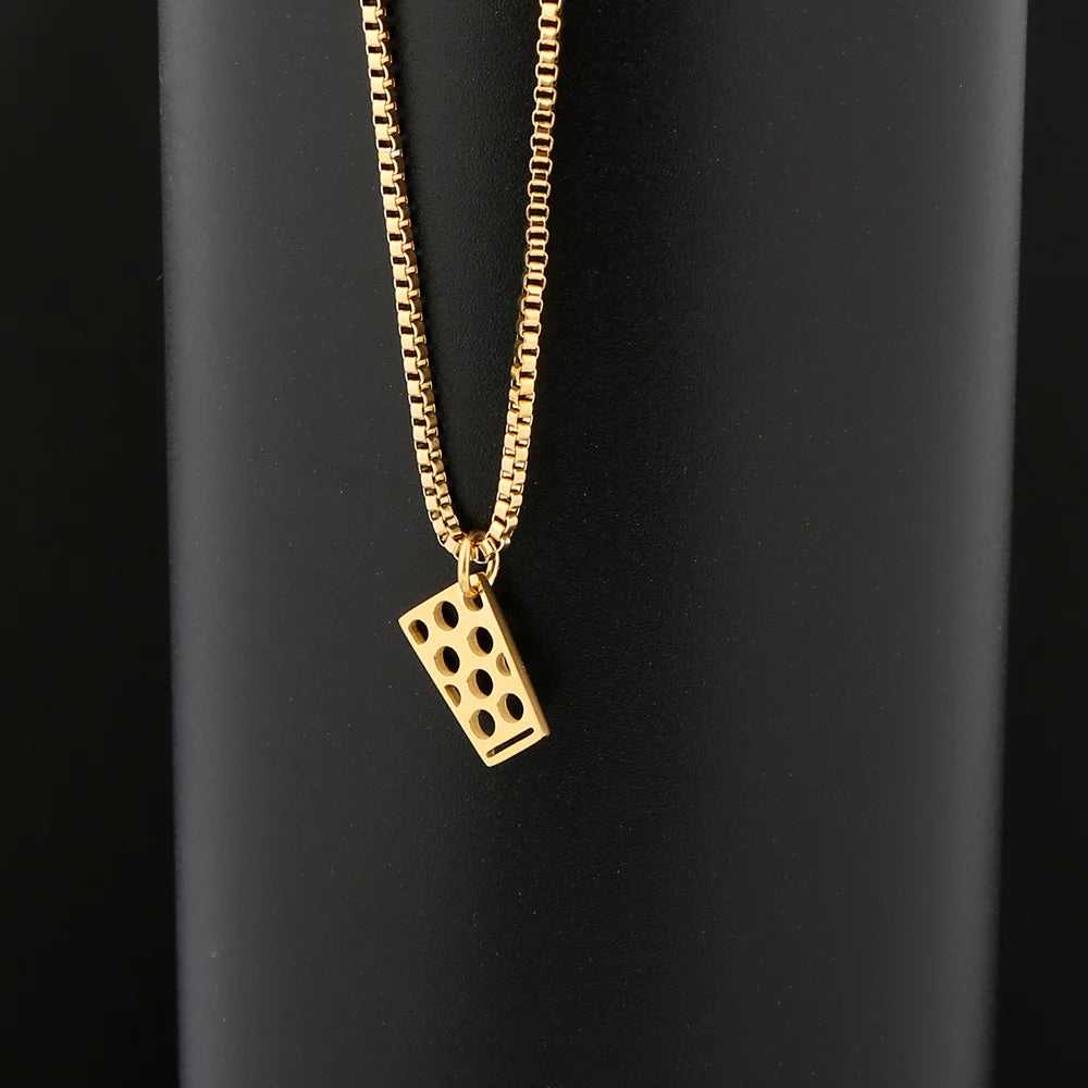 Dubbeglas Halskette - Edelstahl (Anhänger 12 mm) - Gold