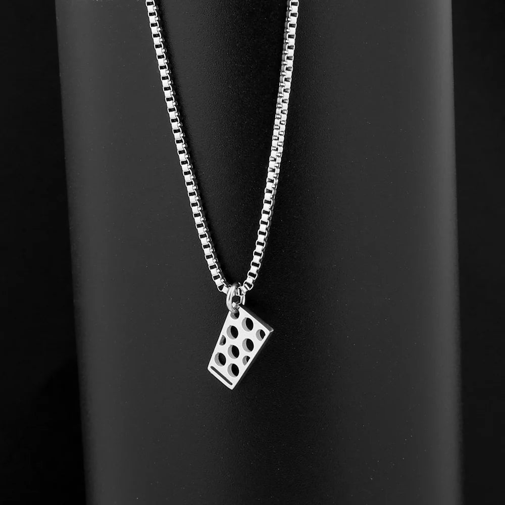 Dubbeglas Halskette - Edelstahl (Anhänger 12 mm) - Silber