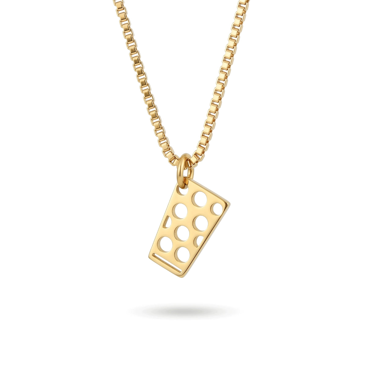 Dubbeglas Halskette - Edelstahl (Anhänger 12 mm) - Gold