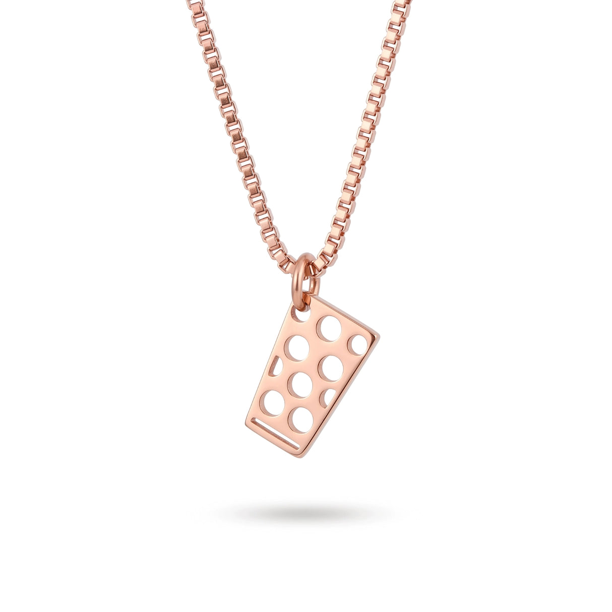 Dubbeglas Halskette - Edelstahl (Anhänger 12 mm) - Rosegold