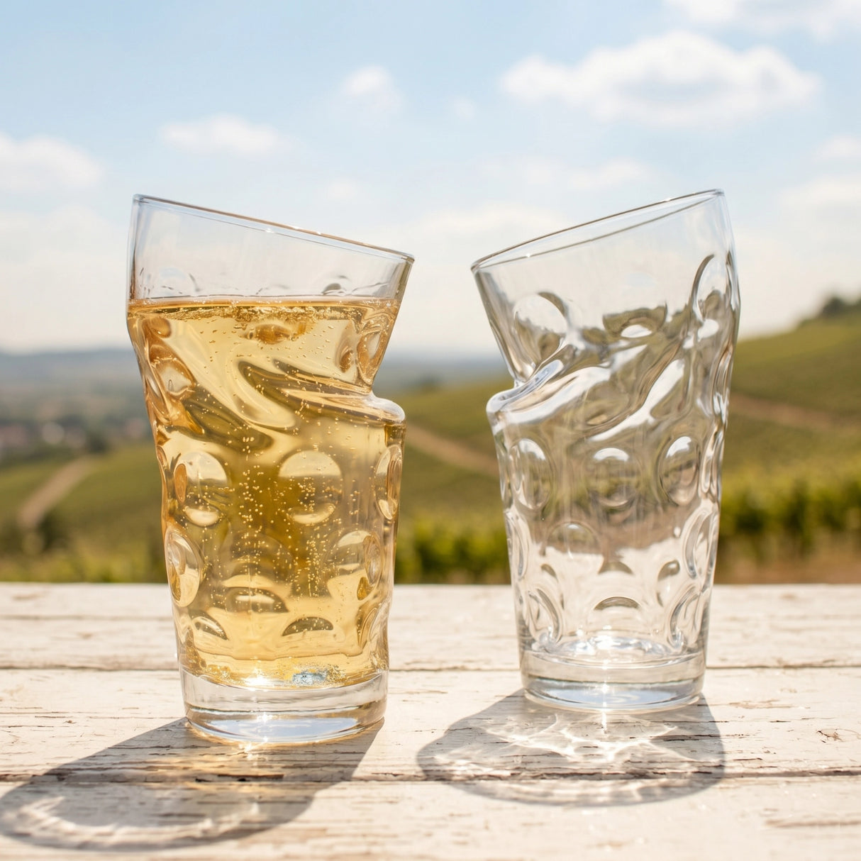 Das Dubbeglas mit Knick bringt frischen Charakter in die Pfälzer Weinkultur