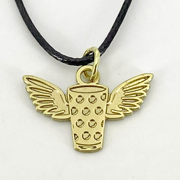 Dubbeglas mit Flügeln Kette - gold