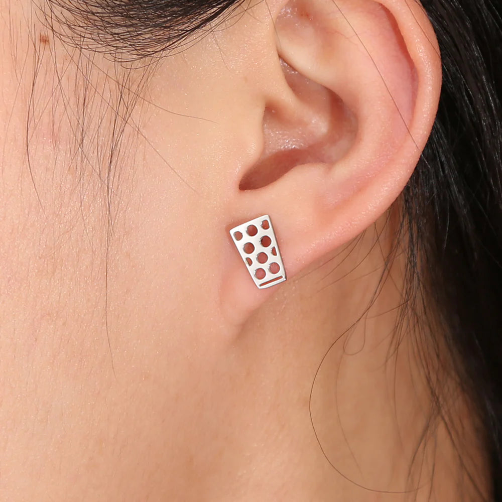 Dubbeglas Ohrringe - Edelstahl (10 mm) - Silber