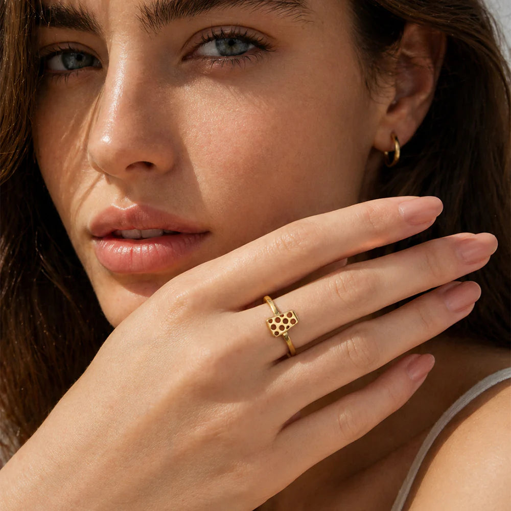 Dubbeglas Ring - Edelstahl in Gold