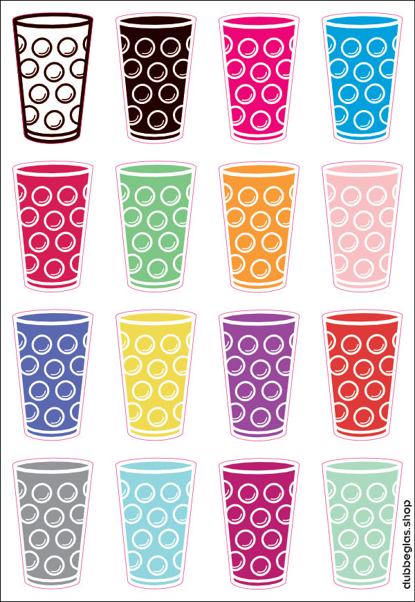 Dubbeglas Aufkleber - Stickerbogen (bunt)