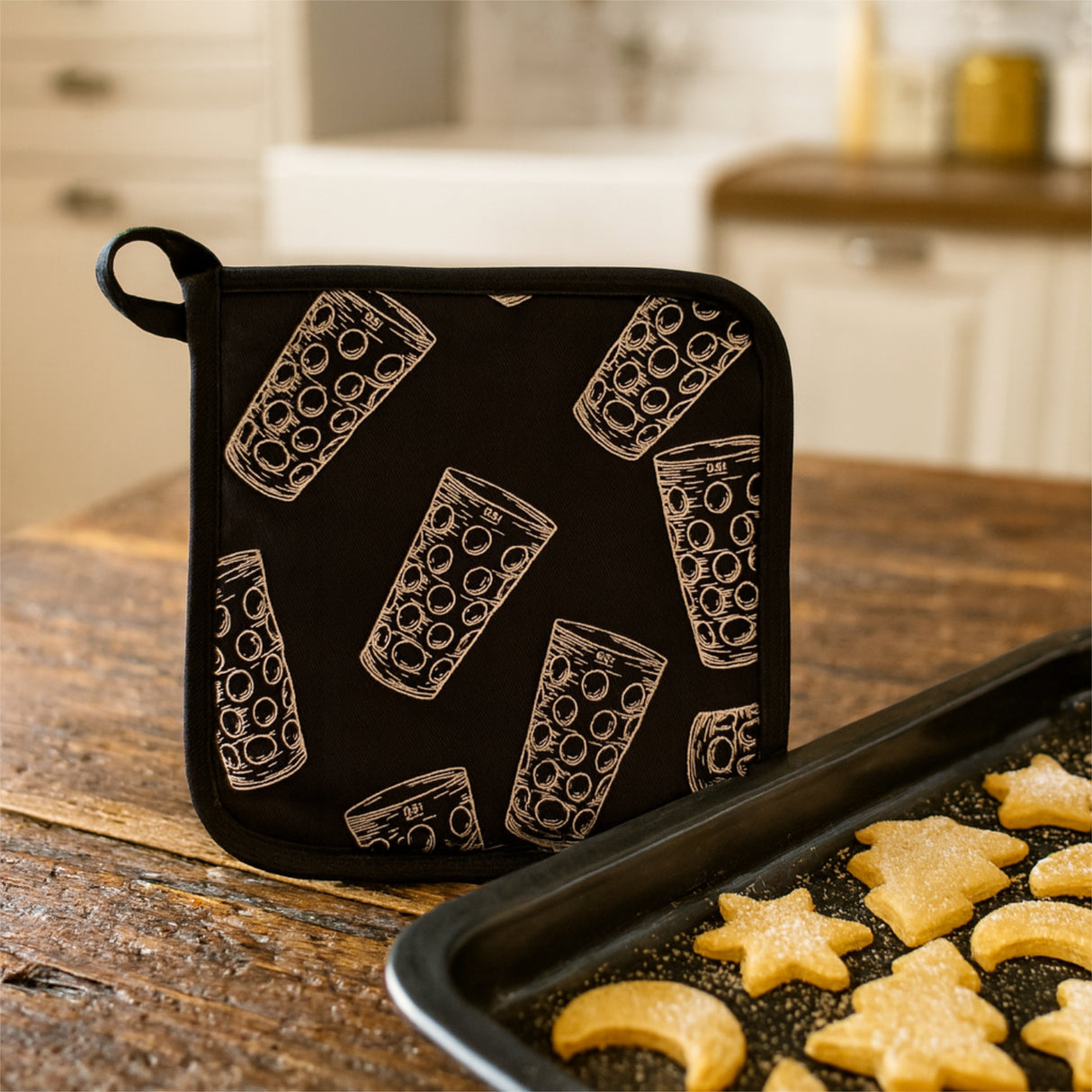 Dubbeglas Topflappen mit Weihnachtsgebäck