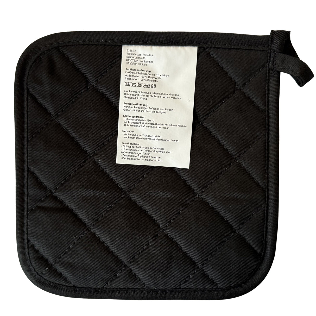 Dubbeglas Topflappen - Rückseite