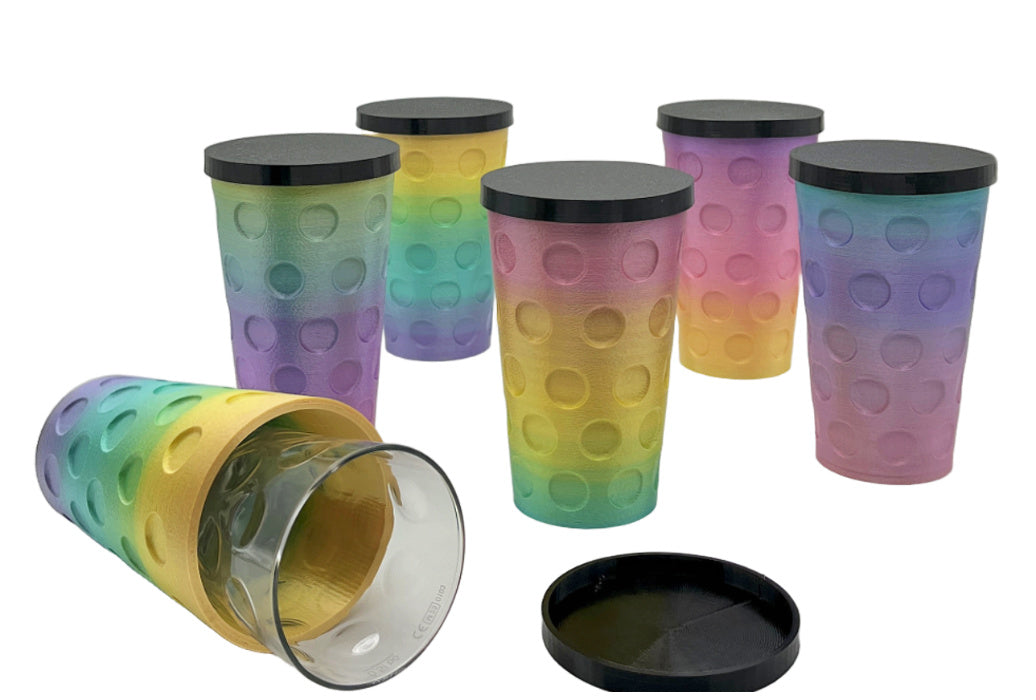 Regenbogen - Dubbeglas Transportbox, verschiedene Farbverläufe